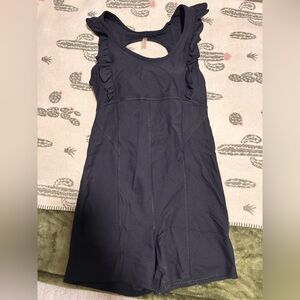 FP Movement by Free People Dark Blue Ruffle Jumpsuit